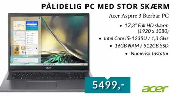 Tjdata Acer Aspire 3 Bærbar PC tilbud