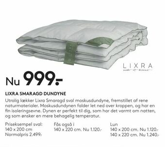 SengeSpecialisten Lixra smaragd dundyne tilbud