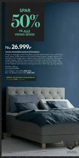 SengeSpecialisten Viking kronoberg boxelevationsseng tilbud