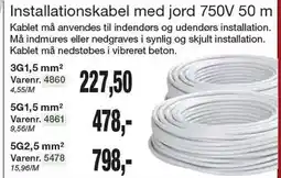 Harald Nyborg Installationskabel med jord 750V 50 m tilbud
