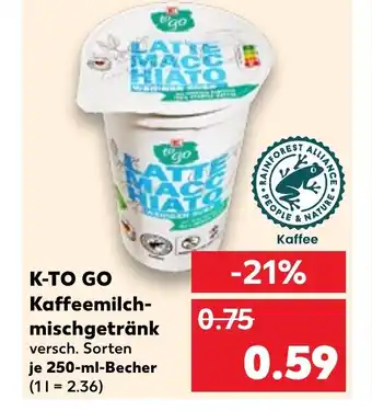 Kaufland K-TO GO Kaffeemilch- mischgetränk tilbud