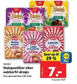 Lidl Halspastiller eller sukkerfri drops tilbud