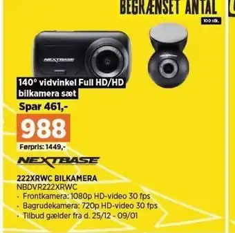 Power NEXTBASE 222XRWC BILKAMERA tilbud