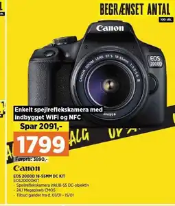 Power CANON EOS 2000D 18-55MM DC KIT tilbud