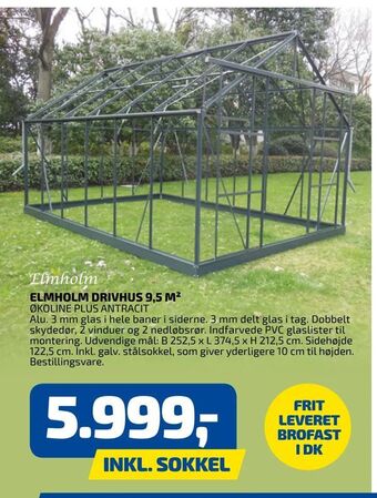 Davidsen Elmholm drivhus 9,5 m2 tilbud