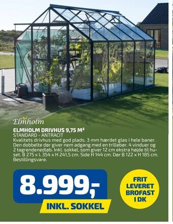 Davidsen Elmholm drivhus 9,75 m2 tilbud
