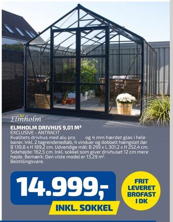 Davidsen Elmholm drivhus 9,01 m2 tilbud