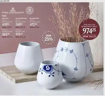 Kop & Kande Vase h20,5 cm musselmalet riflet tilbud