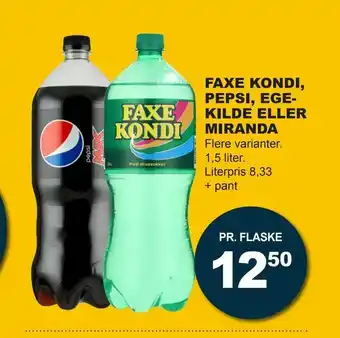 Let-Køb Faxe kondi, pepsi, egekilde eller miranda tilbud