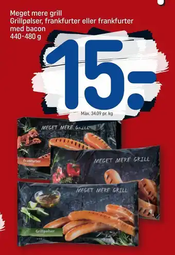 REMA 1000 Meget mere grill Grillpølser, frankfurter eller frankfurter med bacon tilbud