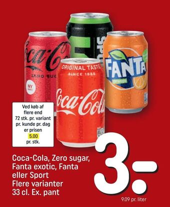 REMA 1000 Coca-Cola, Zero sugar, Fanta exotic, Fanta eller Sport tilbud
