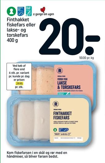 REMA 1000 Finthakket fiskefars eller lakse- og torskefars tilbud