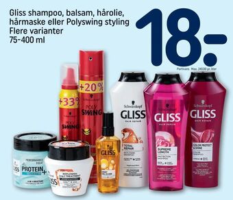 Gliss shampoo, balsam, hårolie, hårmaske eller Polyswing styling