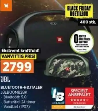 Power JBL Bluetooth-Højtaler JBLBOOMB2BK tilbud