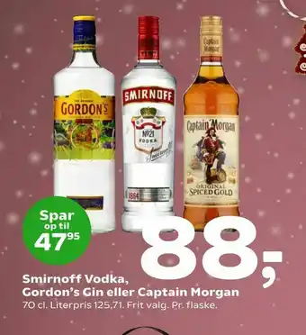 Coop 365 Smirnoff Vodka, Gordon's Gin eller Captain Morgan tilbud