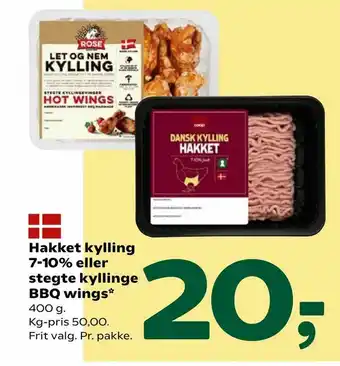 Coop 365 Hakket kylling 7-10% eller stegte kyllinge BBQ wings tilbud