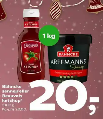 Coop 365 Bähncke sennep eller Beauvais ketchup tilbud