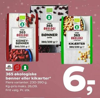 Coop 365 365 økologiske bønner eller kikærter tilbud