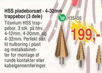 Elextra HSS pladeborsæt - 4-32mm trappebor (3 dele) tilbud