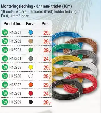 Elextra Monteringsledning - 0,14mm² trådet (10m) tilbud