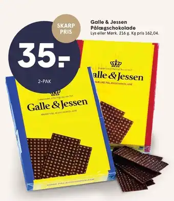 SPAR Galle & Jessen Pålægschokolade tilbud