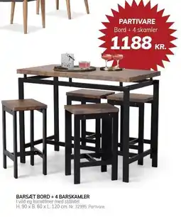 Daells Bolighus BARSÆT BORD + 4 BARSKAMLER tilbud