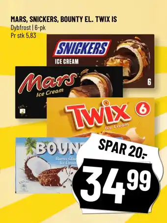 Løvbjerg MARS, SNICKERS, BOUNTY EL. TWIX IS tilbud