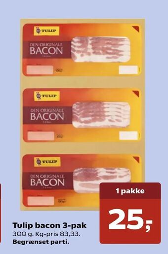 Kvickly Tulip bacon 3-pak tilbud