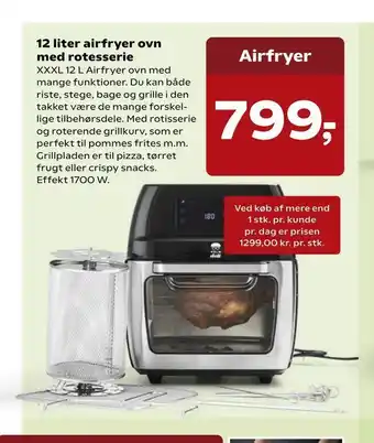 Kvickly 12 liter airfryer ovn med rotesserie tilbud