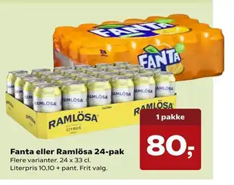Kvickly Fanta eller Ramlösa 24-pak tilbud