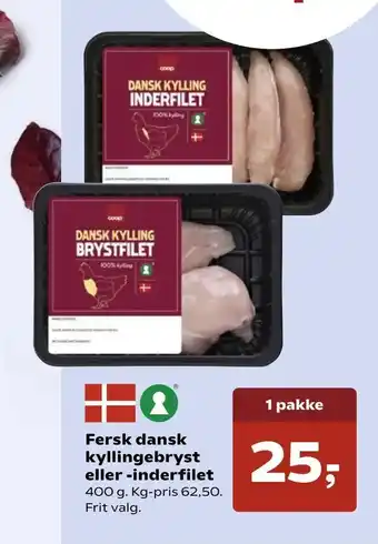 SuperBrugsen Fersk dansk kyllingebryst eller -inderfilet tilbud