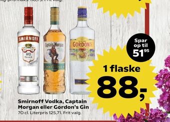 SuperBrugsen Smirnoff Vodka, Captain Morgan eller Gordon's Gin tilbud