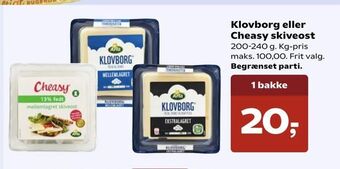 SuperBrugsen Klovborg eller Cheasy skiveost tilbud