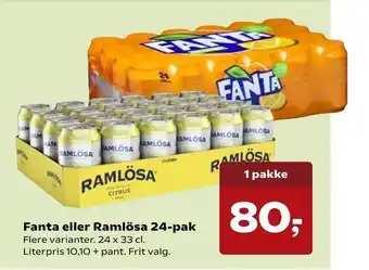 SuperBrugsen Fanta eller Ramlösa 24-pak tilbud