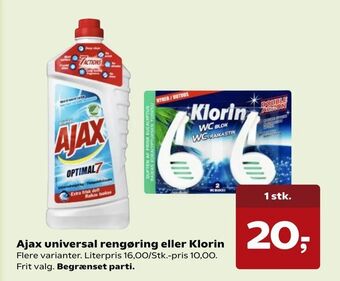SuperBrugsen Ajax universal rengøring eller Klorin tilbud