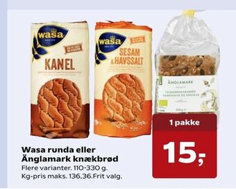 SuperBrugsen Wasa runda eller Änglamark knækbrød tilbud