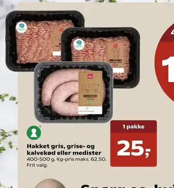 SuperBrugsen Hakket gris, grise- og kalvekød eller medister tilbud