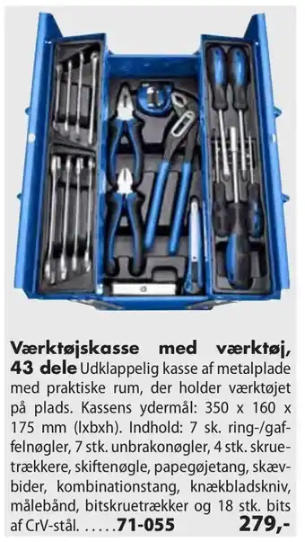 Værktøjskasse med værktøj, 43 dele