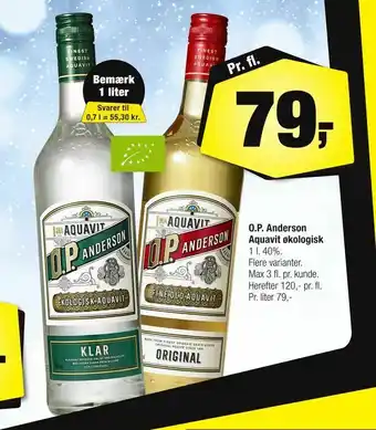 Calle O.P. Anderson Aquavit økologisk tilbud