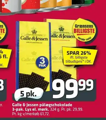 Fleggaard Galle & Jessen pålægschokolade 3-pak. Lys el. mørk tilbud