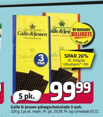 Fleggaard Galle & Jessen pålægschokolade 3-pak tilbud