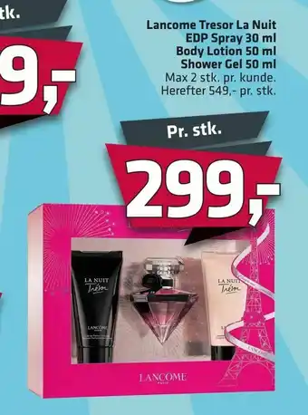 Fleggaard Lancome Tresor La Nuit EDP Spray 30 ml Body Lotion 50 ml Shower Gel 50 ml tilbud