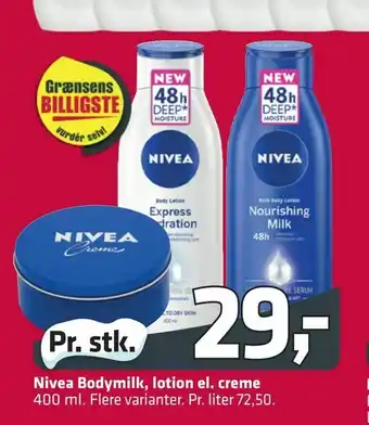 Nivea Bodymilk, lotion el. creme