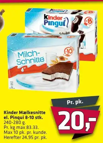 Fleggaard Kinder Mælkesnitte el. Pinqui 8-10 stk tilbud