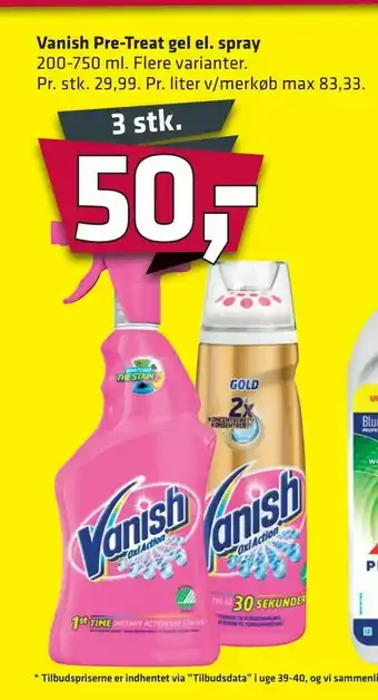 Fleggaard Vanish Pre-Treat gel el. spray tilbud