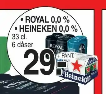 ABC Lavpris Royal 0,0 % • heineken 0,0 % tilbud