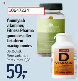 Føtex Yummylab vitaminer, Fitness Pharma gummies eller Lekaform maxi/gummies tilbud