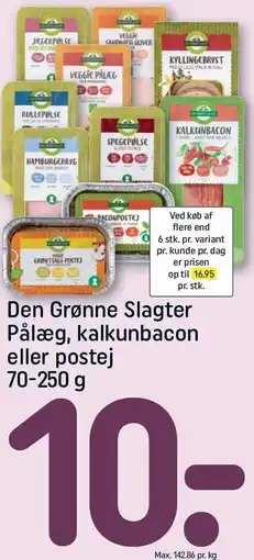 REMA 1000 Den Grønne Slagter Pålæg, kalkunbacon eller postej tilbud