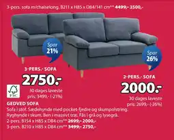 JYSK GEDVED SOFA tilbud