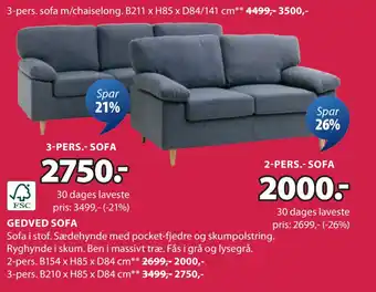 JYSK GEDVED SOFA tilbud